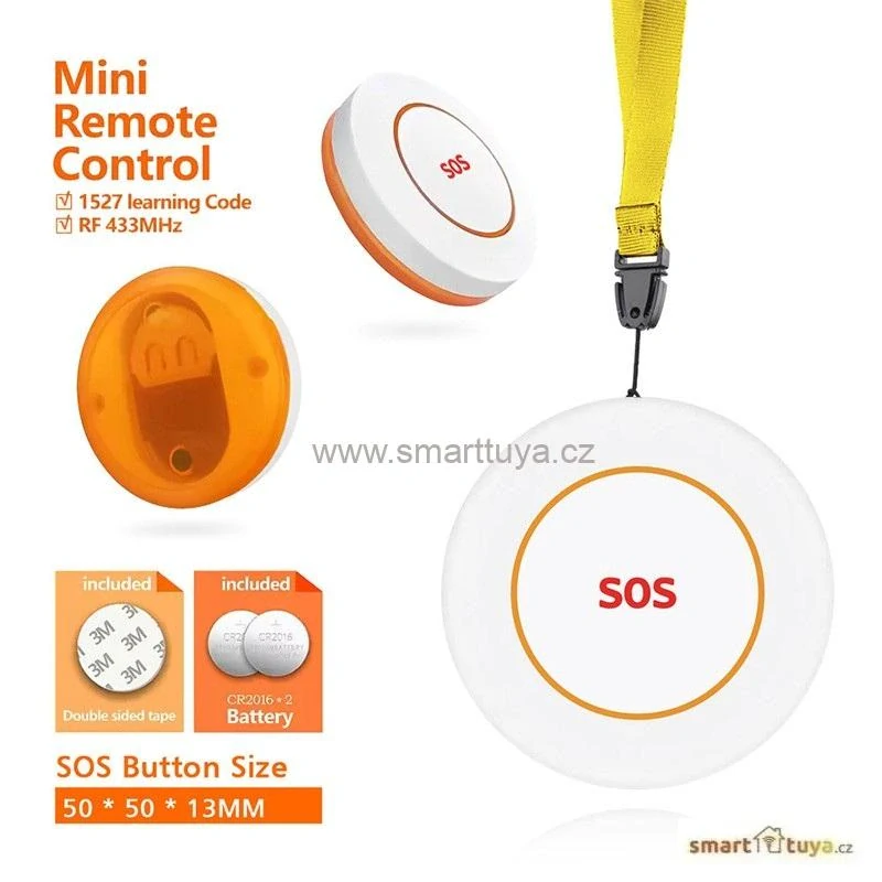 WiFi tísňový alarm pro seniory se 2 SOS tlačítky - Tuya