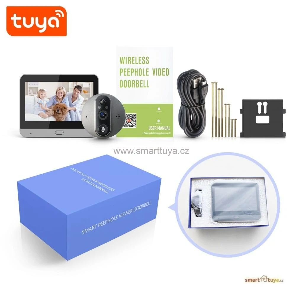 Tuya inteligentní WiFi digitální dveřní kukátko PST-DB06T (3.0MP, 4.3" LCD)