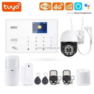 Wi-Fi + 4G GSM/RFID/ LCD zabezpečovací systém SMART s 5.0Mpx venkovní IP kamerou - TUYA, Android,iOS